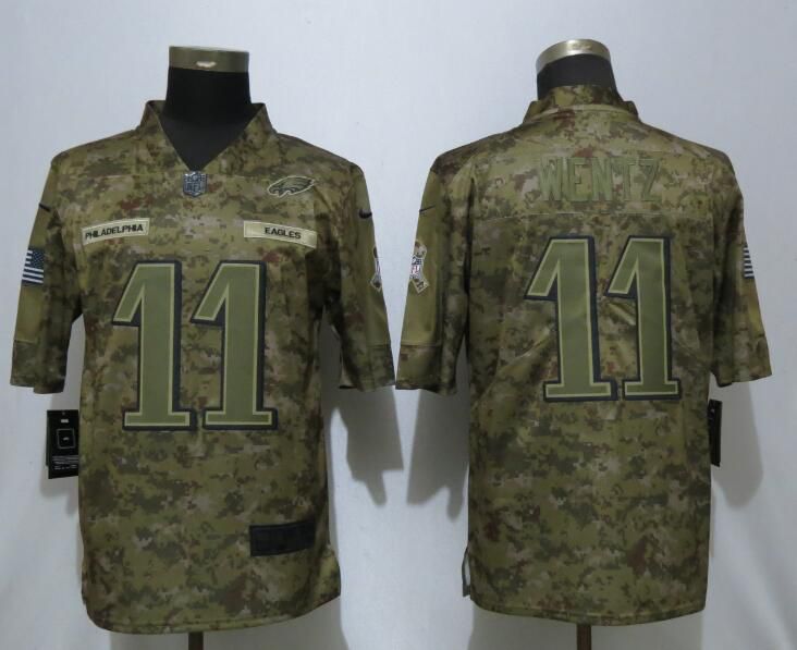 Men Philadelphia Eagles #11 Wentz Nike Camo Salute to Service Limited NFL Jerseys->customized nfl jersey->Custom Jersey